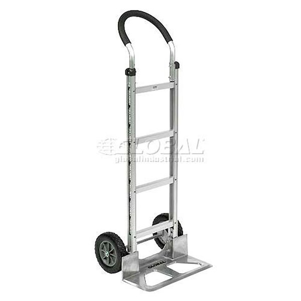 Global Industrial Aluminum Hand Truck Curved Handle, Mold-On Rubber Wheels 168257